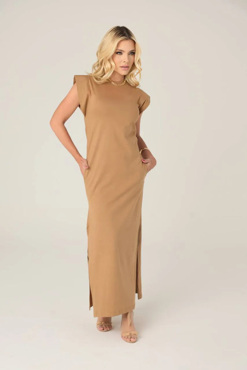 VESTIDO MIDI MUSCLE - BEGE KRAFT